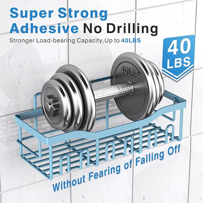 5-Pack Rustproof Stainless Steel Shower Caddy – No Drill Adhesive Bathroom Organizer with Large Capacity, Spacious Shower Shelves for Inside Shower, Kitchen & Home Decor Storage-XL Size