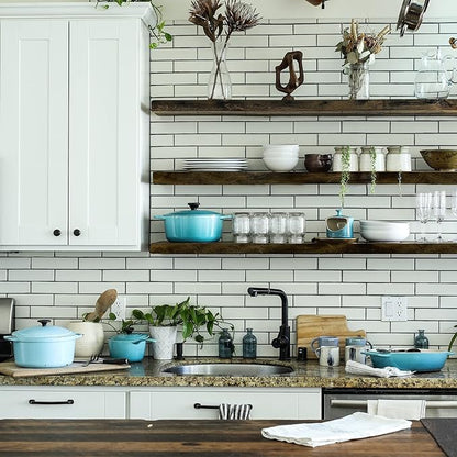 URBANDI, Rustic Floating Shelves, Set of 2, Hidden Bracket, Solid Wood, Heavy Duty, Wall Mounted Shelves, (Dark Brown, 48Wx12D)