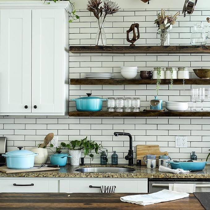 URBANDI, Rustic Floating Shelves, Set of 2, Hidden Bracket, Solid Wood, Heavy Duty, Wall Mounted Shelves, (Dark Brown, 36Wx6D)