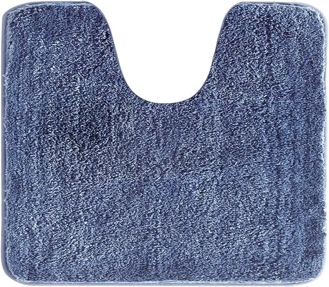 Suchtale Bathroom Contour Rug Non Slip Bath Mat Water Absorbent Soft Microfiber Shaggy Bathroom Mat Machine Washable Bath Rug for Bathroom Thick Plush U Shape Toilet Rug (20 x 24, Blue)