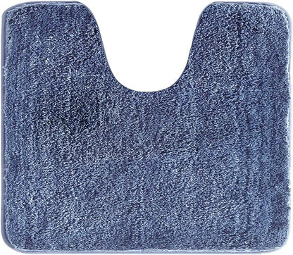 Suchtale Bathroom Contour Rug Non Slip Bath Mat Water Absorbent Soft Microfiber Shaggy Bathroom Mat Machine Washable Bath Rug for Bathroom Thick Plush U Shape Toilet Rug (20 x 24, Blue)