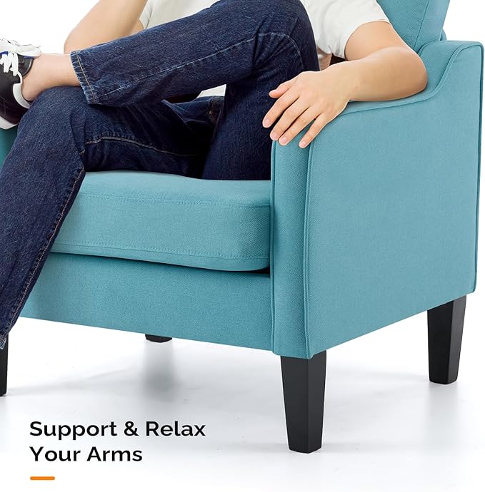 VINGLI Accent Chairs for Living Room Mid Century Modern Chair Sofa Chair Upholstered Arm Chair with Scooped Arms for Bedroom, Apartment, Office, Studio, Waiting Room, Play Room