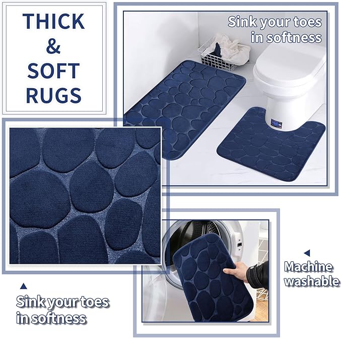 30PC Bathroom Accessories Set - Gorgeous Navy Blue Bathroom Set, Bathroom Accessory Set, Navy Blue Shower Curtain Set with Shower Caddy