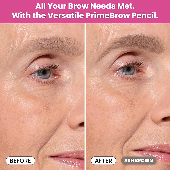 PrimeBrow Pencil for Mature Women ?€? Ultra-Precise Tip for Natural, Hair-Like Strokes ?€? Smudge-Proof & Long-Lasting Wear ?€? Great for Thinning, Sparse, or Graying Brows (Ash Brown)