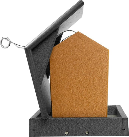 Poly Hanging Hopper Bird Feeder, Large Hanging Bird Feeder for Outside, Outdoors - Amish American Made (Black & Cedar)