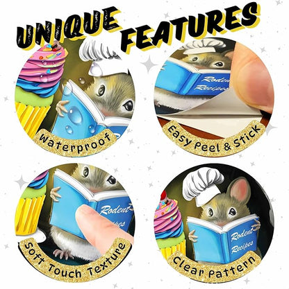 Adorable Pastry Mouse Reading Book Wall Sticker Decal – Kids Room, Classroom, Home Decor, Bookcase, Book Lover Gift, Children's Bedroom, Nursery, Cute Mouse, MICESTERPIECE