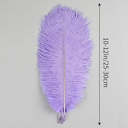 THARAHT Lavender Ostrich Feathers 12pcs Natural Bulk 10-12Inch 25cm-30cm for Crafts Wedding Party Centerpieces Easter Gatsbi and Decoration Feather