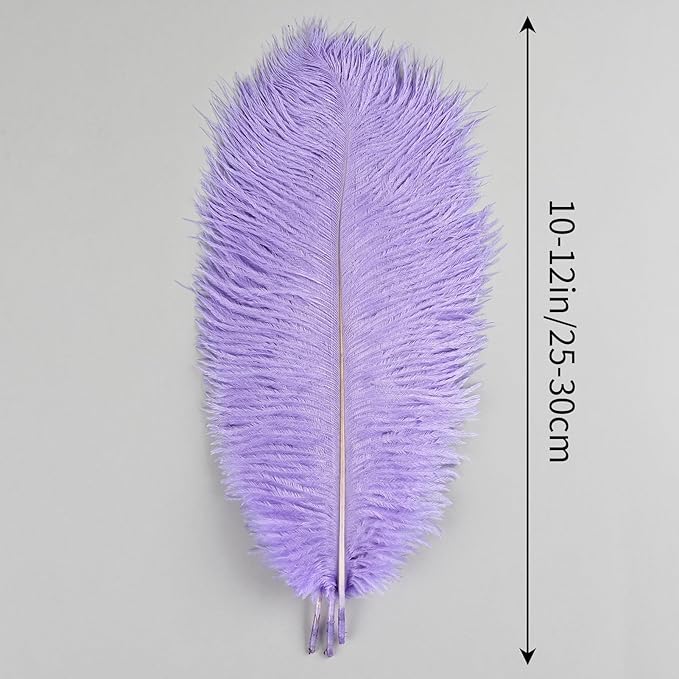 THARAHT Lavender Ostrich Feathers 24pcs Natural Bulk 10-12Inch 25cm-30cm for Crafts Wedding Party Centerpieces Easter Gatsbi and Decoration Feather