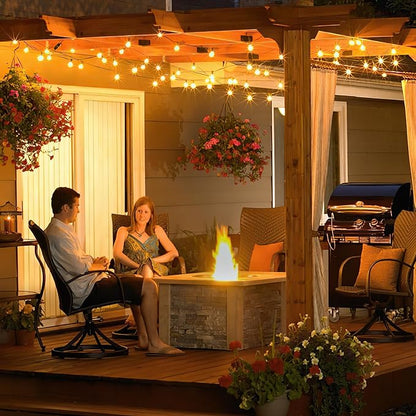 Outdoor String Lights 150FT with Remote Dimmer, G40 Globe LED Patio Lights with 75 Edison Plastic Bulbs(4 Spare), Waterproof Connectable Hanging Lights for Backyard Porch Balcony Yard Deck Party Decor