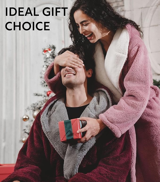 DAVID ARCHY Men's Soft Fleece Plush Robe Full Length Long Bathrobe