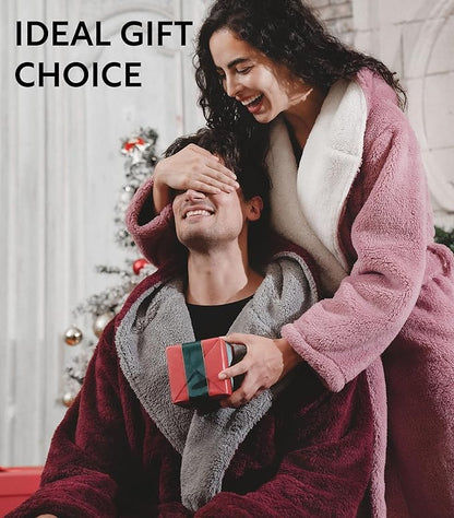 DAVID ARCHY Men's Soft Fleece Plush Robe Full Length Long Bathrobe