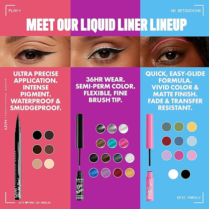 NYX PROFESSIONAL MAKEUP Epic Ink Liner, Waterproof Liquid Eyeliner - Brown, Vegan Formula