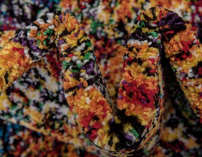 Unique Loom Rosso Collection Vintage, Traditional, Bohemian, Geometric, Border, Distressed, Southwestern Area Rug, 8 ft x 8 ft, Orange/Black