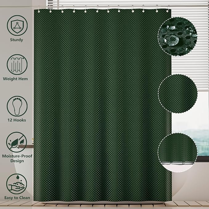 Bathroom Accessories Set - 25PC Green Bathroom Set, Bathroom Set with Shower Curtain and Rugs, Green Shower Curtain Set, Toilet Brush, Bathroom Trash Can