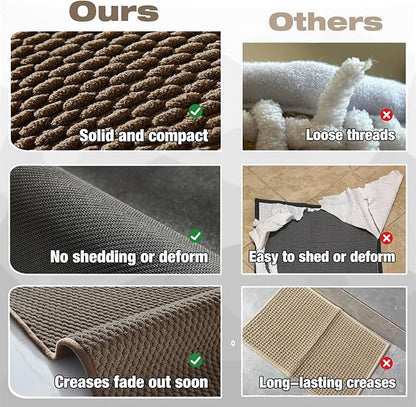 Bathroom Rugs Non Slip Washable, Super Absorbent Thin Bath Mat Small Quick Dry Low Pile Bathroom Rug, Brown 16" x 24" / 1'4" x 2'