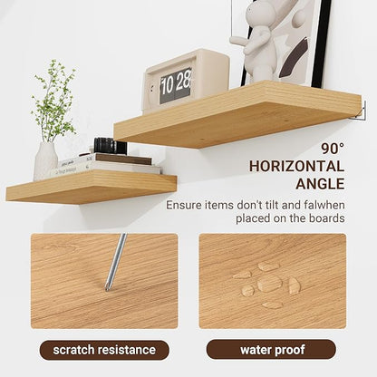 48 Inch Floating Shelves, 3D Textured Wood Grain, 48"x9.25"x1.5" Inch Deep Floating Shelves for Wall, Wooden Shelves for Bathroom, Bedroom, Living Room, Natural