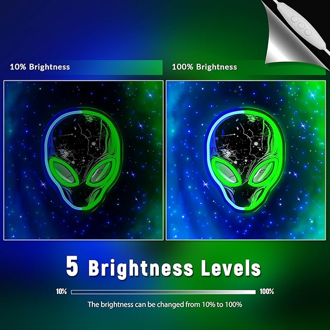 zidoni Alien Neon Sign,Dimmable Alien LED Neon Signs for Wall Decor Bedroom Game Room Man Cave Party Decor, LED Light Sign Gifts for Teen Boy Room