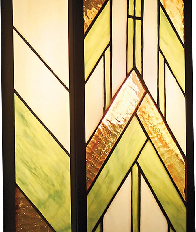 RIVER OF GOODS Art Deco Stained Glass Outdoor Light Fixture - 16.25" H - Decorative Porch Light - Green