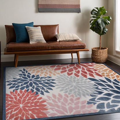 Beverly Rug Outdoor Rug 10x14 Large Modern Floral Tropical Area Rugs for Indoor and Outdoor Patio Easy to Clean Non Shedding Living Room Porch Garden Washable Outside Carpet (10 x 14 Multicolor)
