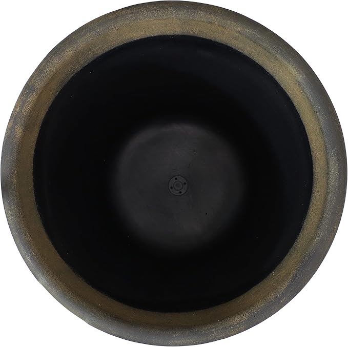 Sunnydaze 19.5-Inch Arabella Large Plant Pot - Polyresin Round Outdoor Planter with Drillable Drainage Holes - 4 Pack - Sable