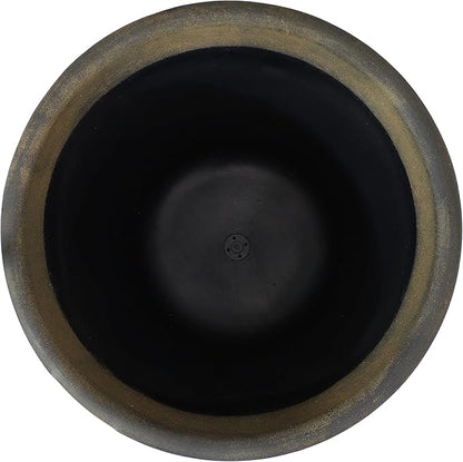 Sunnydaze 19.5-Inch Arabella Large Plant Pot - Polyresin Round Outdoor Planter with Drillable Drainage Holes - 2 Pack - Sable