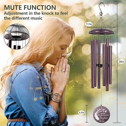 ASTARIN 36" Large Deep Tone Personalized Sympathy Wind Chimes, Memorial Wind Chime for Loss of Mother Father Loved One, Angel's Feather Bereavement Gifts Decor Outdoor Patio Garden(Produced in USA)