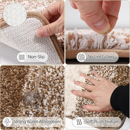 32PCS Bathroom Sets with Shower Curtain and Rugs Beige Bathroom Accessories Set Shower Curtain Set 3PCS Lotion Soap Dispenser Bathroom Accessories with Black Bathroom Decor