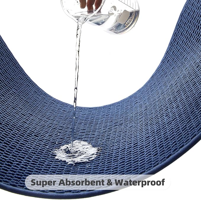 Bathroom Rugs Non Slip Washable, Super Absorbent Thin Bath Mat Small Quick Dry Low Pile Bathroom Rug, Navy Blue 20"x30"