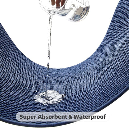 Bathroom Rugs Non Slip Washable, Super Absorbent Thin Bath Mat Quick Dry Low Pile Bathroom Rug, Navy Blue 20"x48"