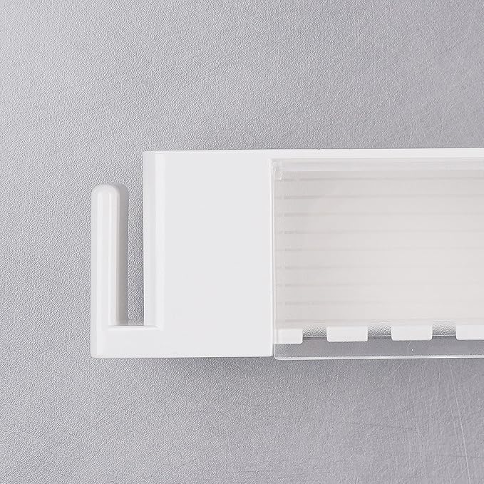 5 Slots Wall Mount Toothbrush Holder with Cover, Self Adhesive Toothbrush Storage Organizer for Shower, Toothpaste & Toothbrush Hanger for Bathroom, Medicine Cabinet, Dorm (White Large)