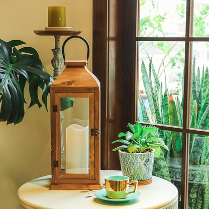 Bdor 2 Pack Lanterns Decorative - IP65 Waterproof Lanterns Decorative with Flameless Pillar Candles, Decorative Lanterns for Home Decor, Indoor Outdoor, Front Porch, Garden, Farmhouse Weddings Style