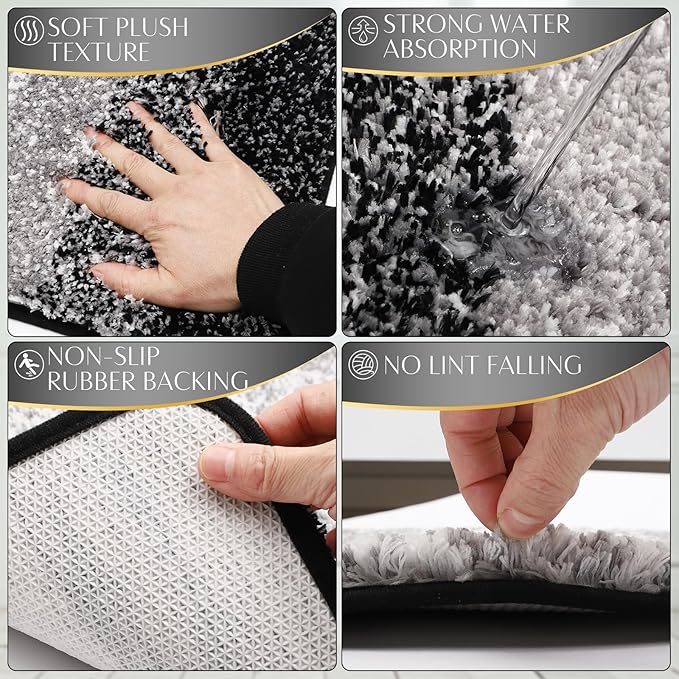 32PCS Bathroom Set Bathroom Sets with Shower Curtain and Rugs Black Bathroom Accessories,Shower Curtain Set,Bathroom Rug Set with Bathroom Trash Can