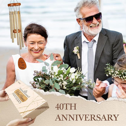 40th Wedding Anniversary Wind Chime, Happy 40th Anniversary Romantic Gifts for Couple, Parents, Wife, Husband, Friends, Ruby Wedding Anniversary's Keepsake Gifts Ideas