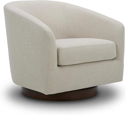 CHITA Swivel Accent Chair, FSC Certified Upholstered Fabric Barrel Chair for Living Room, Fully Assembled, Linen