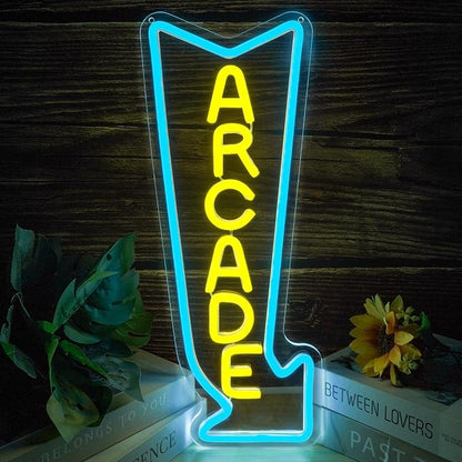 Arcade Neon Sign LED Light Dimmable Gaming Lights for Wall Decor USB Powered Neon Gaming Sign for Game Rooms, Bars and Retro Arcade Decor Gifts for Teenage Boys, Kids