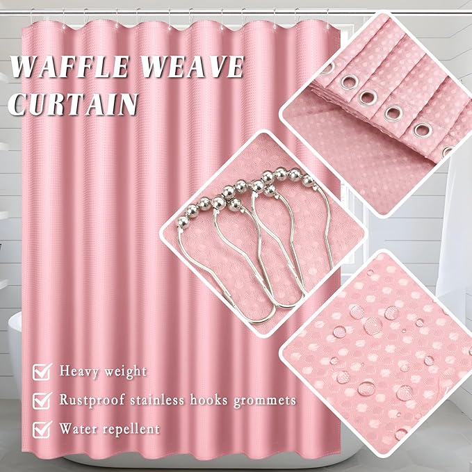 28PC Bathroom Set - Gorgeous Pink Bathroom Set, Bathroom Accessory Set, Pink Shower Curtain Set with 5PC Shower Caddy