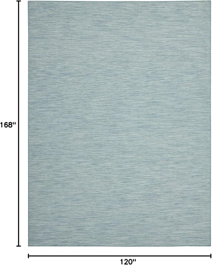 Nourison Positano Indoor/Outdoor Aqua 10' x 14' Area Rug, Easy Cleaning, Non Shedding, Bed Room, Living Room, Dining Room, Backyard, Deck, Patio (10x14)