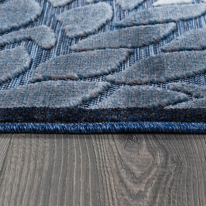 Beverly Rug Outdoor Runner Rug 2x7 Modern Floral Tropical Area Rugs for Indoor and Outdoor Patio Easy to Clean Non Shedding Living Room Porch Garden Washable Outside Carpet (2 x 7 Navy Blue)