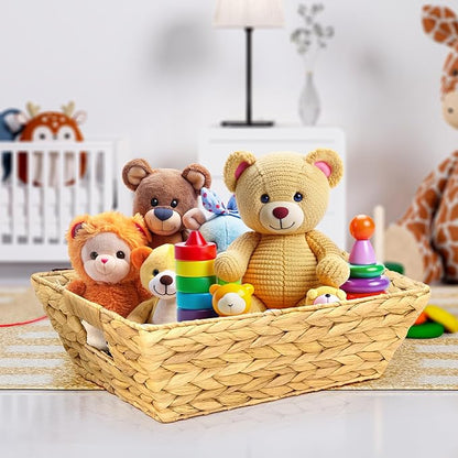 Set of 6 Snack Baskets, Wicker Snack Basket Organizer for Office, Small Wicker Baskets with Handles, (6 Medium Basket)