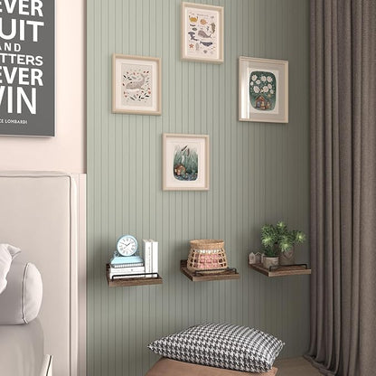 Small Floating Shelf, 6X6 Inches Farmhouse Wall Shelves for Living Room, Bedroom, Picture Frames, Plants, Kitchen, Set of 3 (Brown)