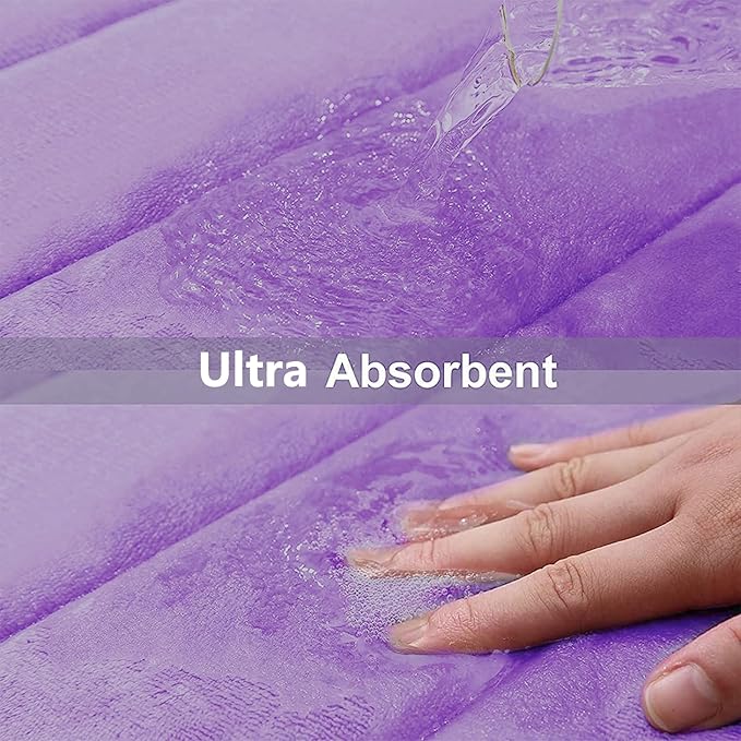 Buganda Memory Foam Bath Mat, 30" x 20", Ultra Soft and Non-Slip Bathroom Rugs, Water Absorbent and Machine Washable Bath Rug for Bathroom, Shower, and Tub, Lavender