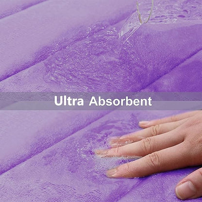 Buganda Memory Foam Bath Mat, 59" x 20", Ultra Soft and Non-Slip Bathroom Rugs, Water Absorbent and Machine Washable Bath Rug Runner for Bathroom, Shower, and Tub, Lavender