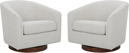 CHITA Swivel Accent Chair, FSC Certified Upholstered Fabric Barrel Chair for Living Room Set of 2, Fully Assembled, Ivory