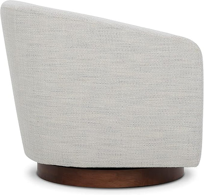 CHITA Swivel Accent Chair, FSC Certified Upholstered Fabric Barrel Chair for Living Room, Ivory