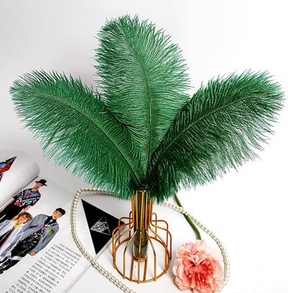 THARAHT Blackish Green Ostrich Feathers 12pcs Natural Bulk 10-12Inch 25cm-30cm for Crafts Wedding Party Centerpieces Mardi Gras Decoration Feather