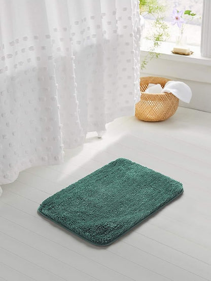 Suchtale Bath Rug for Non Slip Bath Mat - Shaggy, Thick Plush, Machine Washable - Hunter Green (20 x 32, Soft Microfiber)