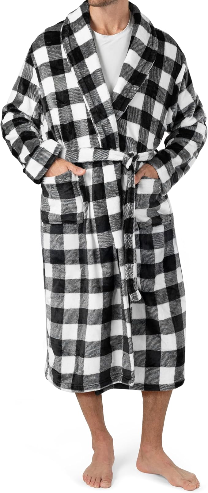PAVILIA Mens Soft Robe | Warm Fleece Robes for Men, Soft Spa Bathrobe with Shawl Collar and Pockets