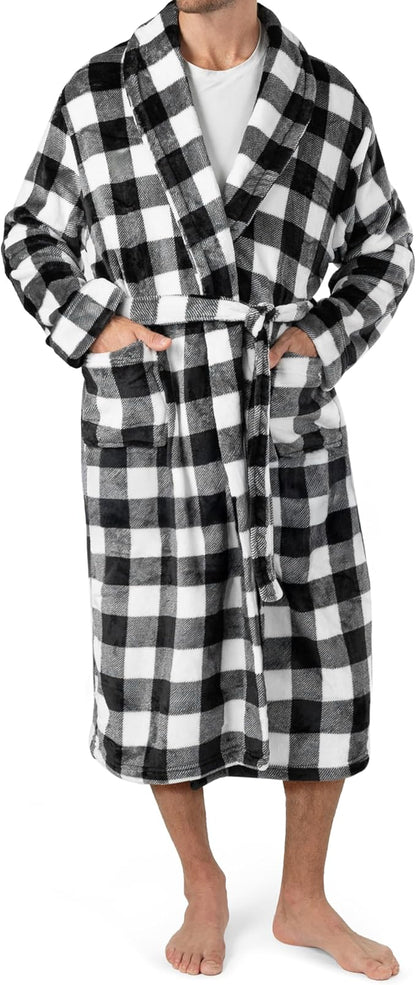 PAVILIA Mens Soft Robe | Warm Fleece Robes for Men, Soft Spa Bathrobe with Shawl Collar and Pockets