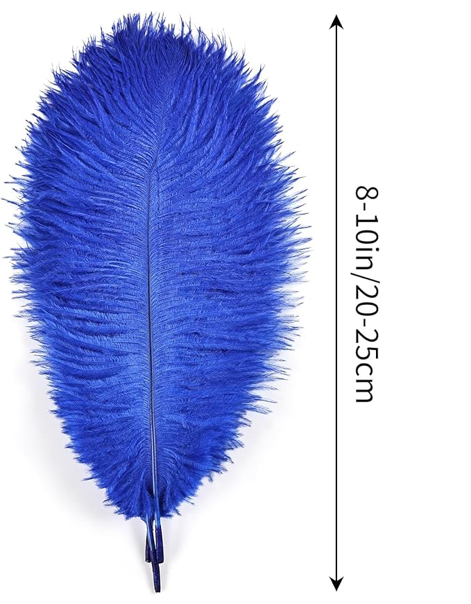 THARAHT Blue Ostrich Feathers 12pcs Natural Bulk 8-10Inch 20cm-25cm for Crafts Wedding Party Centerpieces Easter Gatsbi and Home Decoration Feathers