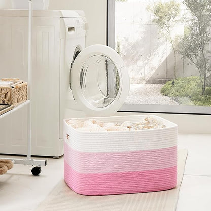 Blanket Basket,Rectangle Woven Baskets for Storage,30L Laundry Basket for Decorative Nursery Blanket,Toys,Dirty Clothes and Magazine in Shelves,Baby Room,and Living Room